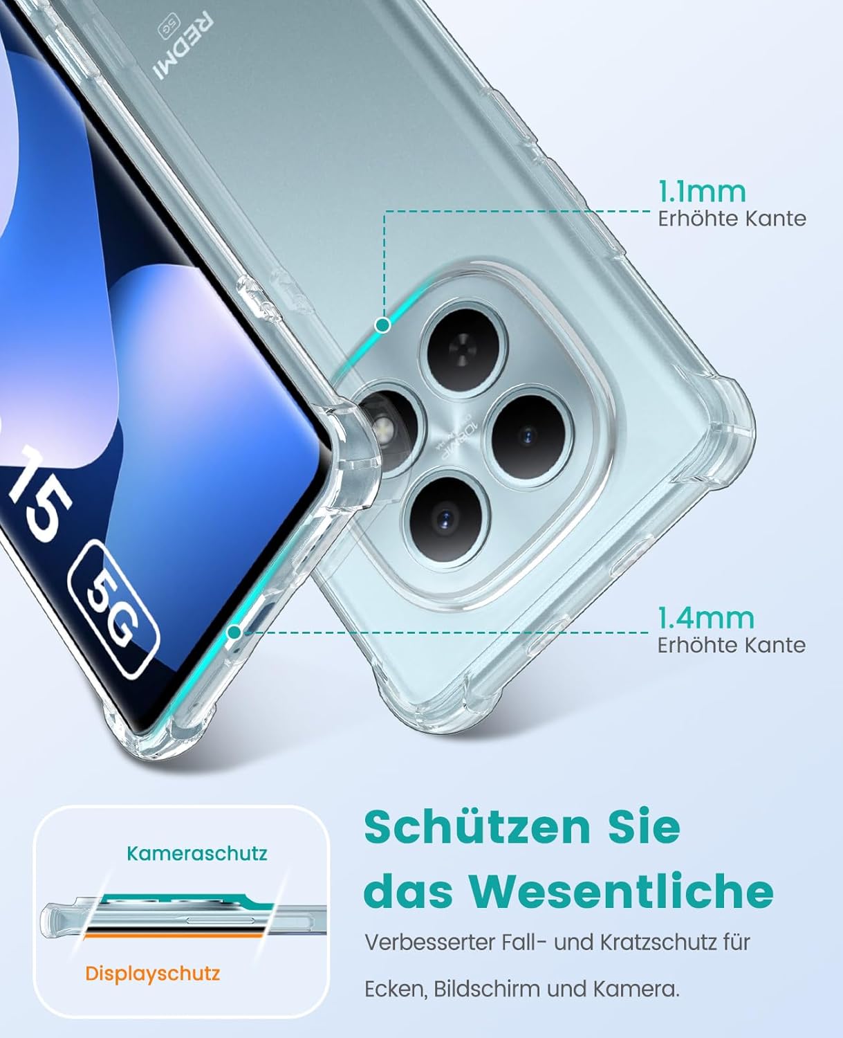 Xiaomi Redmi Note 15 5G Hoesje Schokbestendig en Dun TPU Back Cover Transparant afbeelding 4