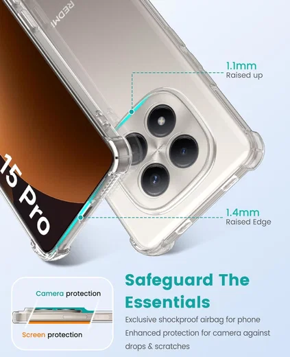 Xiaomi Redmi Note 15 Pro 4G Hoesje Schokbestendig Dun TPU Back Cover Transparant afbeelding 2