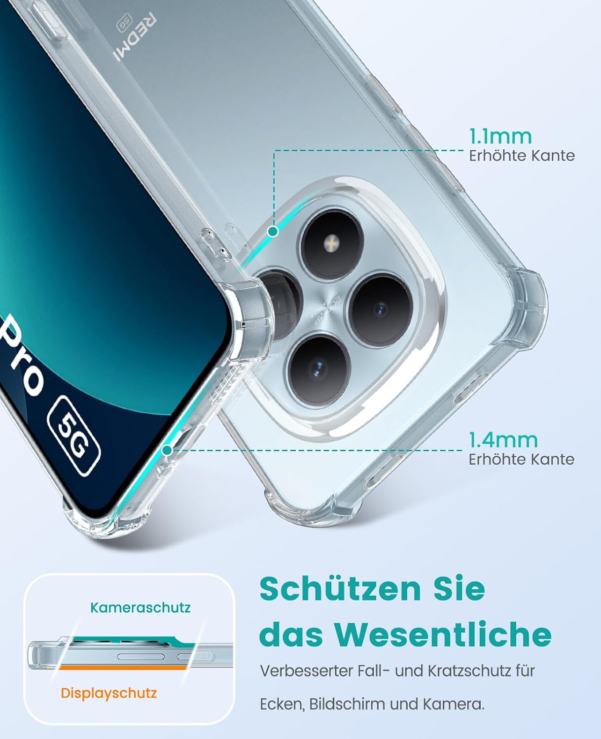 Redmi Note 15 Pro 5G Hoesje Schokbestendig en Dun TPU Back Cover Transparant afbeelding 4