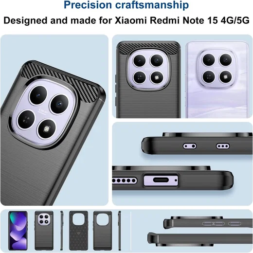 Xiaomi Redmi Note 15 4G Hoesje Geborsteld TPU Flexibele Back Cover Zwart afbeelding 2
