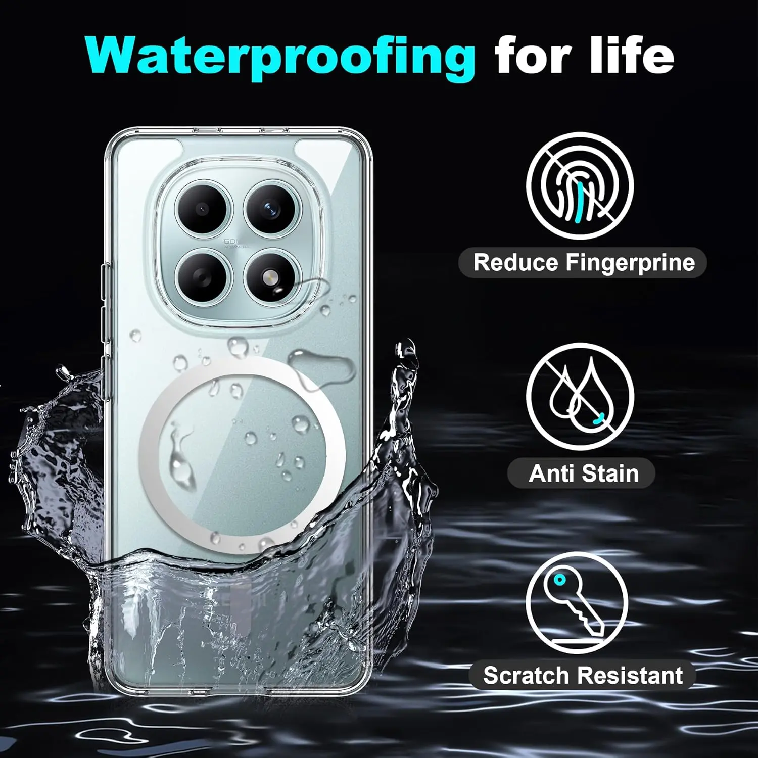 Xiaomi Redmi Note 15 5G Hoesje Hard Back Cover met MagSafe Transparant afbeelding 5