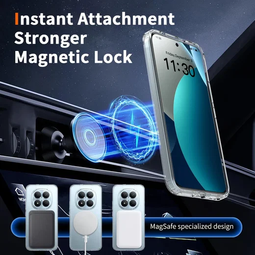 Xiaomi  Redmi Note 15 Pro Plus Hoesje Hard Back Cover met MagSafe Transparant afbeelding 2