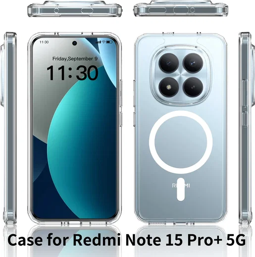 Xiaomi  Redmi Note 15 Pro Plus Hoesje Hard Back Cover met MagSafe Transparant afbeelding 5