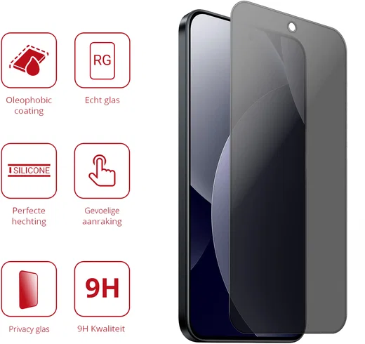 Rosso Xiaomi Redmi Note 15 Pro 4G 9H Tempered Glass Screen Protector Privacy afbeelding 2