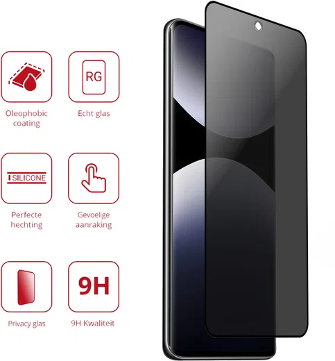 Rosso Xiaomi Redmi Note 15 Pro Plus 9H Tempered Glass Screen Protector Privacy afbeelding 2
