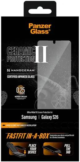 PanzerGlass Ceramic Ultra-Wide Fit Samsung S26 Screen Protector Installatiebox afbeelding 13