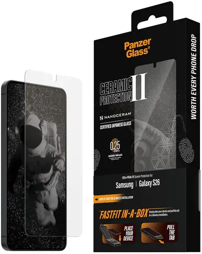 PanzerGlass Ceramic Ultra-Wide Fit Samsung S26 Screen Protector Installatiebox afbeelding 11
