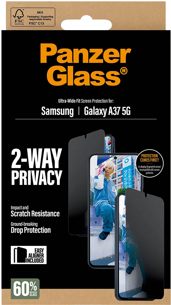 PanzerGlass Ultra-Wide Samsung Galaxy A37 Screen Protector Privacy Glass afbeelding 6