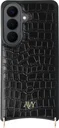 AVY Samsung Galaxy S26 Hoesje met Koord Haakjes MagSafe Leer Croco Zwart