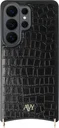 AVY Samsung Galaxy S26 Ultra Hoesje met Koord Haakjes MagSafe Leer Croco Zwart