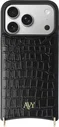 AVY Apple iPhone 17 Pro Hoesje met Koord Haakjes MagSafe Leer Croco Zwart