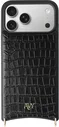 AVY Apple iPhone 17 Pro Max Hoesje met Koord Haakjes MagSafe Leer Croco Zwart