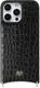 AVY Apple iPhone 16 Pro Max Hoesje met Koord Haakjes MagSafe Leer Croco Zwart