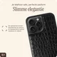 AVY Apple iPhone 15 Pro Hoesje met Koord Haakjes MagSafe Leer Croco Zwart afbeelding 9