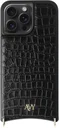 AVY Apple iPhone 15 Pro Max Hoesje met Koord Haakjes MagSafe Leer Croco Zwart