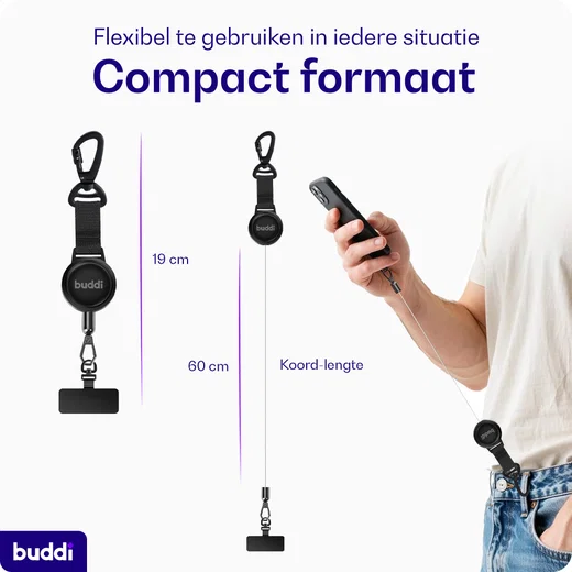 Buddi Secure Telefoonkoord voor Wintersport en Anti Diefstal Zwart afbeelding 2