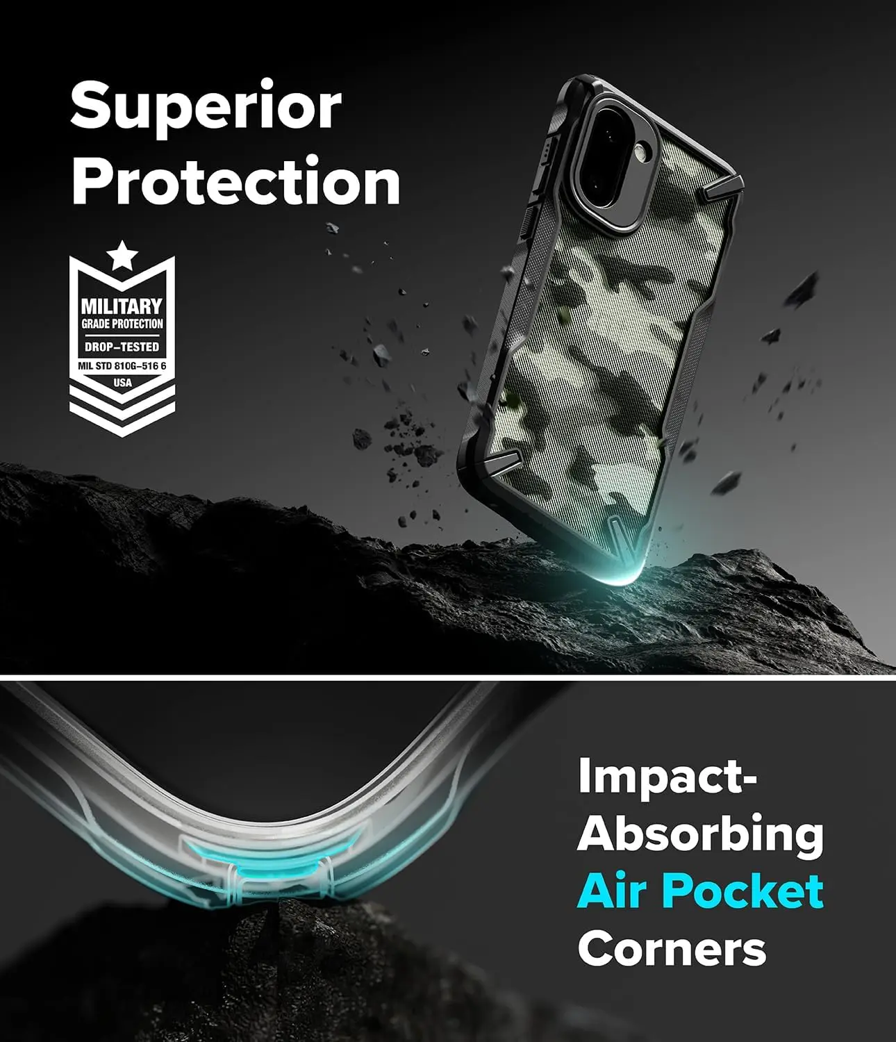 Ringke Fusion X OnePlus 15R Hoesje Back Cover Camo Zwart afbeelding 4