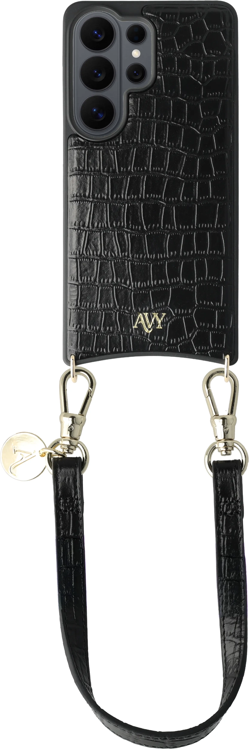 AVY Armband / Polsband Telefoonkoord (30CM) Leather Croco Zwart afbeelding 4