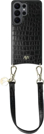 AVY Armband / Polsband Telefoonkoord (30CM) Leather Croco Zwart afbeelding 4