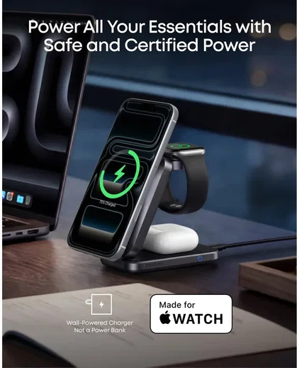 Anker MagGo 3-in-1 25W Draadloze Magsafe Oplader Smartphone/Apple Watch/AirPods afbeelding 3