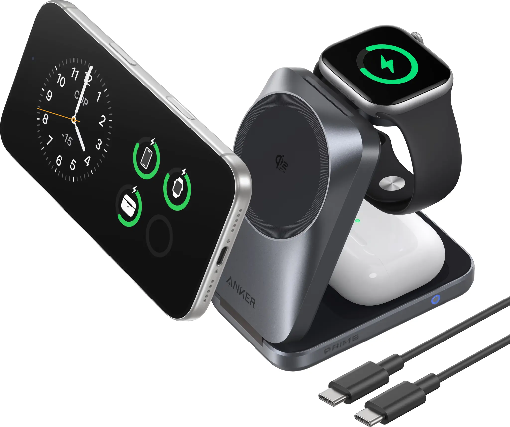 Anker MagGo 3-in-1 25W Draadloze Magsafe Oplader Smartphone/Apple Watch/AirPods afbeelding 2