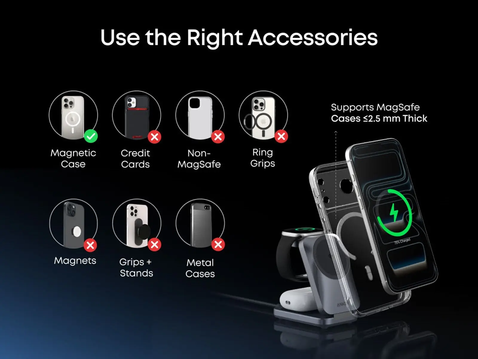 Anker MagGo 3-in-1 25W Draadloze Magsafe Oplader Smartphone/Apple Watch/AirPods afbeelding 9