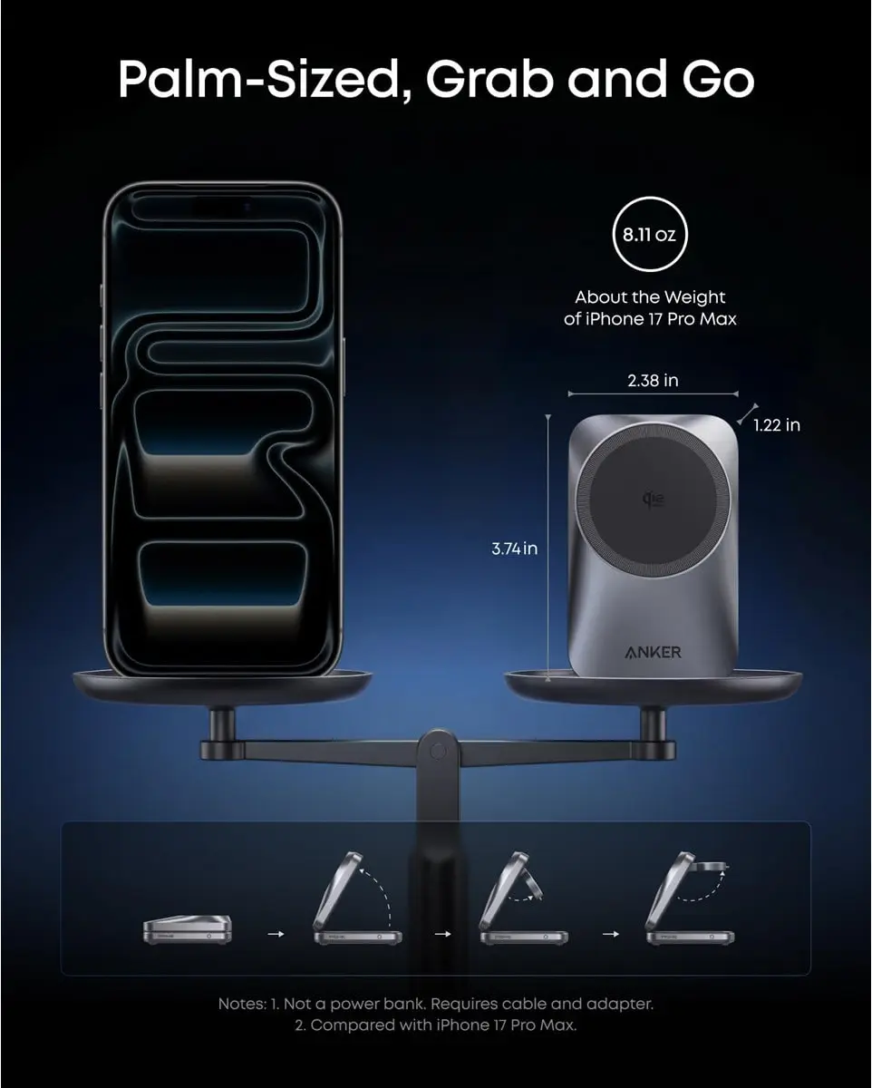 Anker MagGo 3-in-1 25W Draadloze Magsafe Oplader Smartphone/Apple Watch/AirPods afbeelding 7