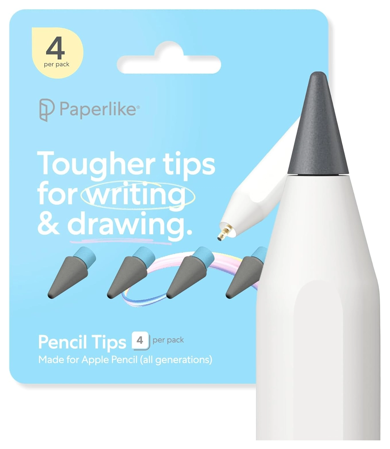 Paperlike Pencil Tips voor Apple Pencils en Logitech Crayon (4-Pack) afbeelding 1