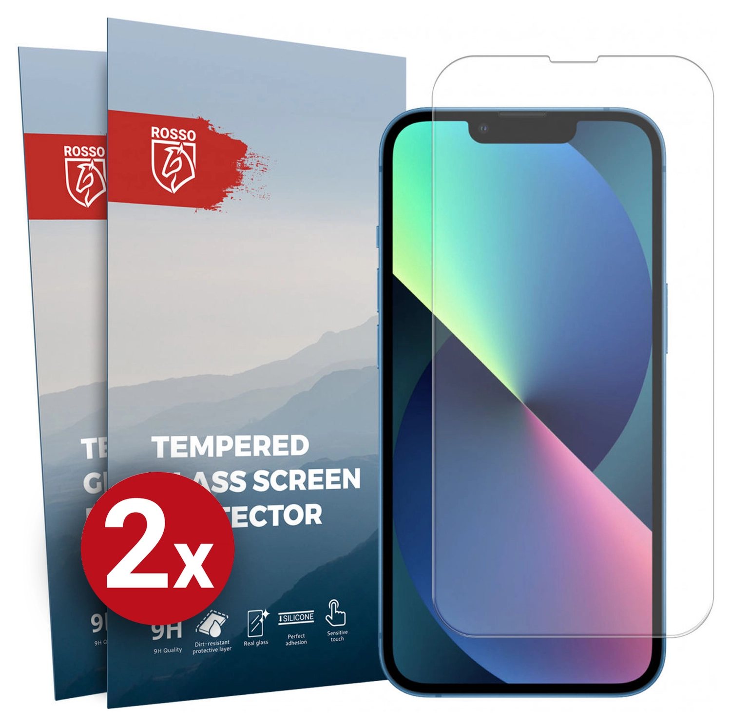 Rosso Apple iPhone 13 / 13 Pro 9H Tempered Glass Screen Protector - Duo Pack afbeelding 1