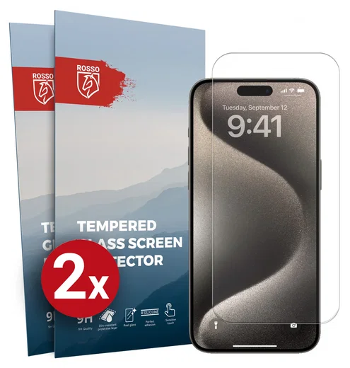 Rosso Apple iPhone 15 Pro Max 9H Tempered Glass Screen Protector - Duo Pack afbeelding 1