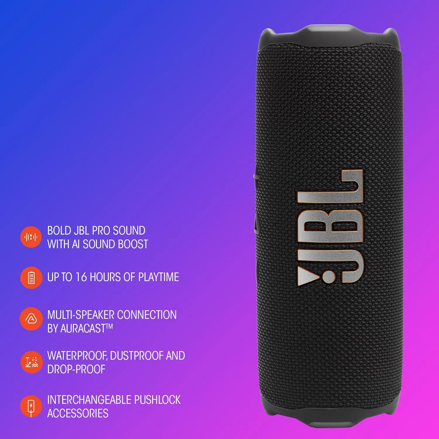 JBL Flip 7 Draadloze Draagbare Bluetooth Speaker met IP68 Zwart afbeelding 5
