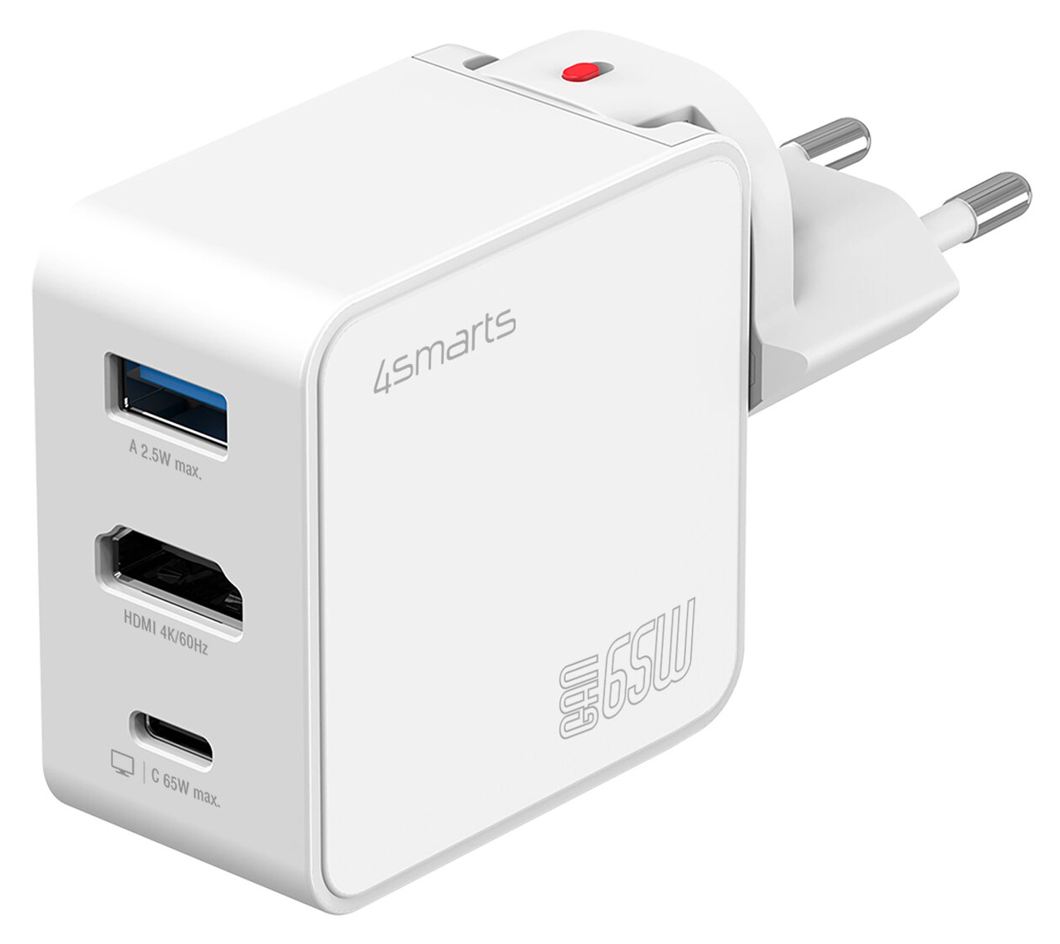 4smarts 65W GaN Flex 3-in-1 Oplader en Hub met HDMI Ingang 4K / 60Hz Wit afbeelding 1