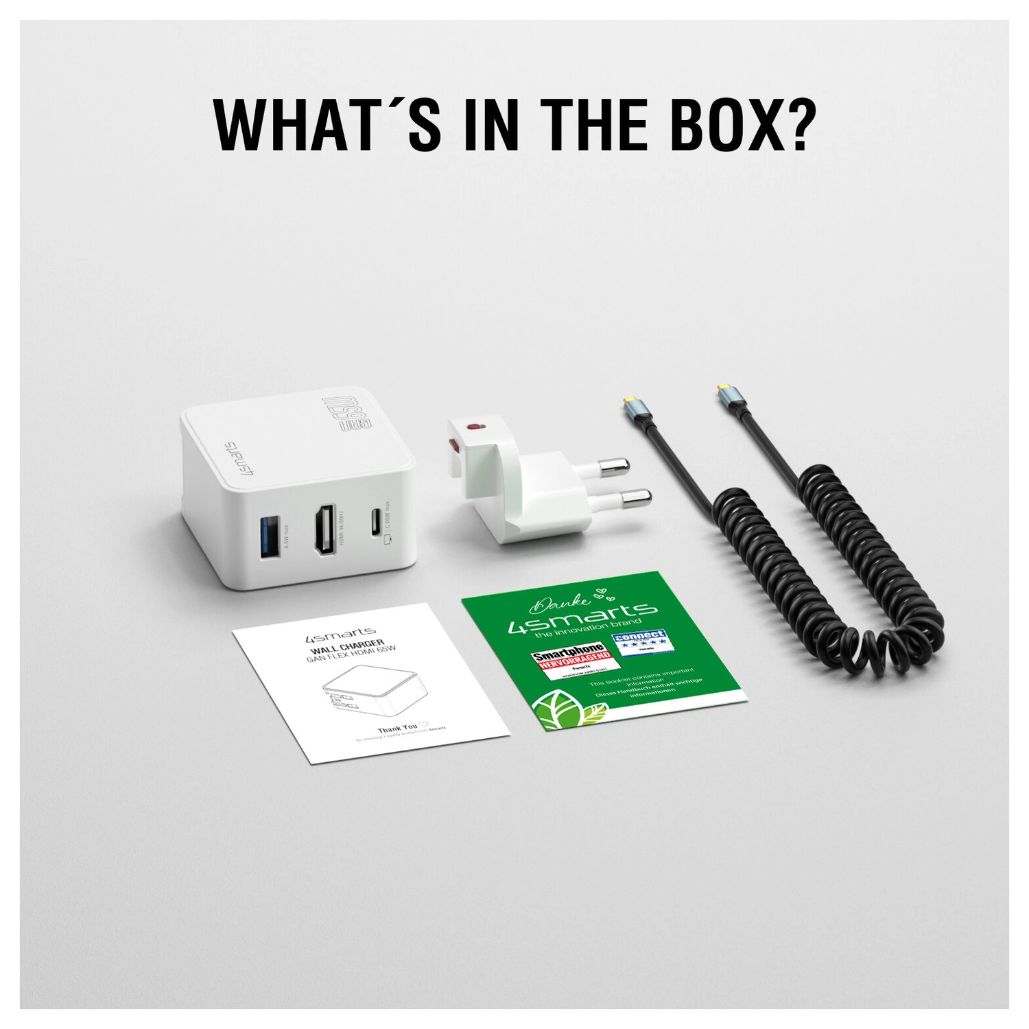 4smarts 65W GaN Flex 3-in-1 Oplader en Hub met HDMI Ingang 4K / 60Hz Wit afbeelding 11