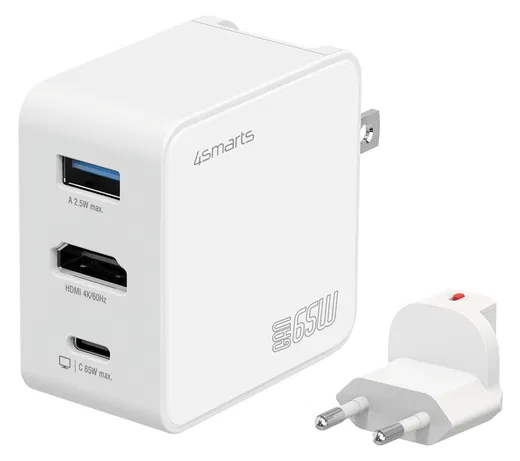 4smarts 65W GaN Flex 3-in-1 Oplader en Hub met HDMI Ingang 4K / 60Hz Wit afbeelding 7