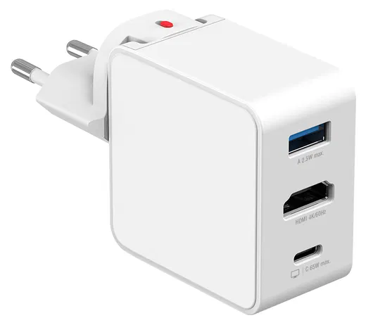 4smarts 65W GaN Flex 3-in-1 Oplader en Hub met HDMI Ingang 4K / 60Hz Wit afbeelding 8