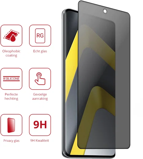 Rosso Xiaomi Poco M8 9H Tempered Glass Screen Protector Privacy afbeelding 2