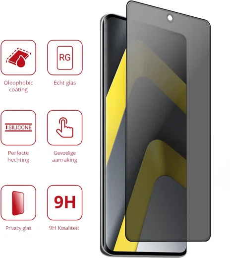 Rosso Xiaomi Poco M8 Pro 9H Tempered Glass Screen Protector Privacy afbeelding 2