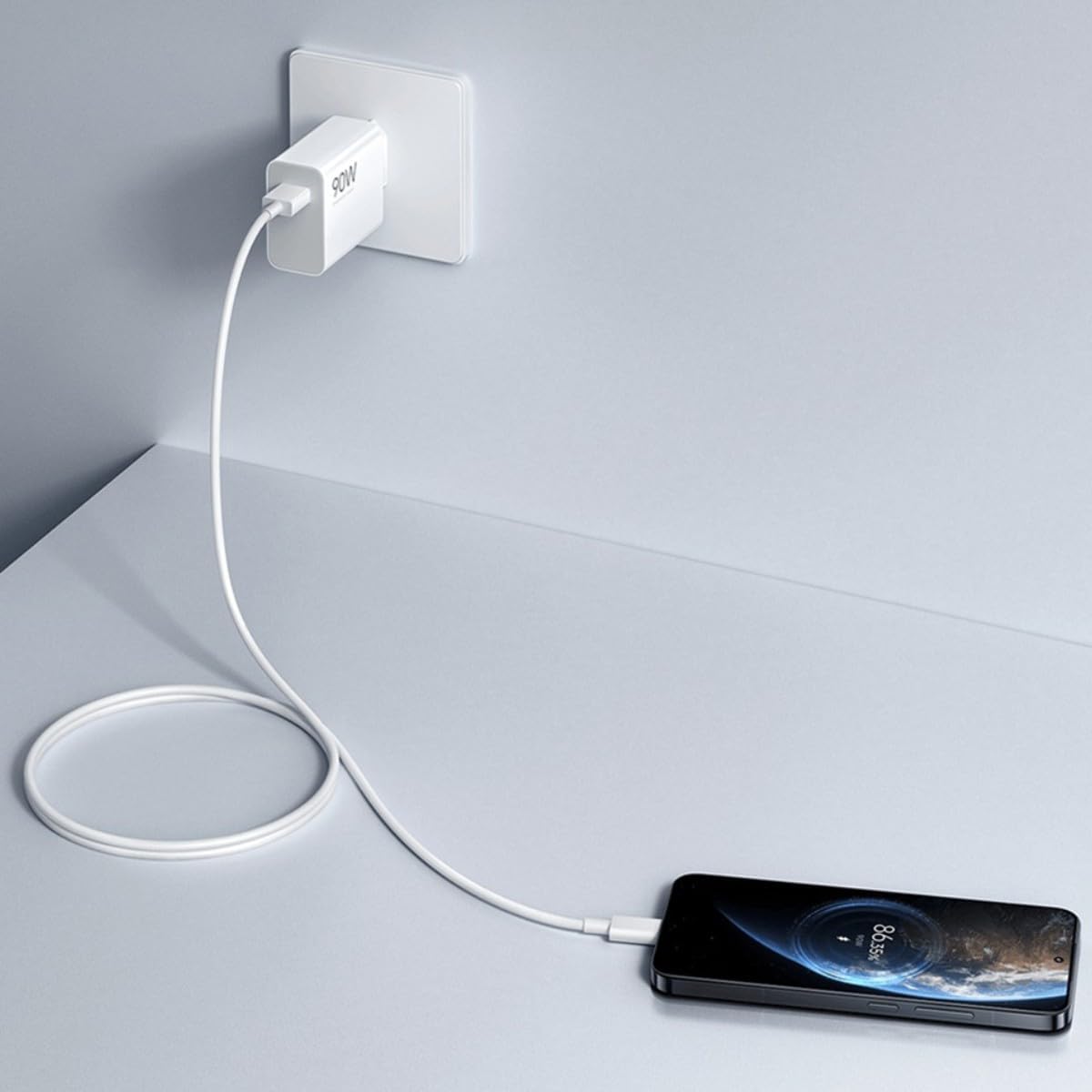 Xiaomi 90W Reislader USB-A HyperCharge Snellader met 1m USB‑C Kabel Wit afbeelding 5