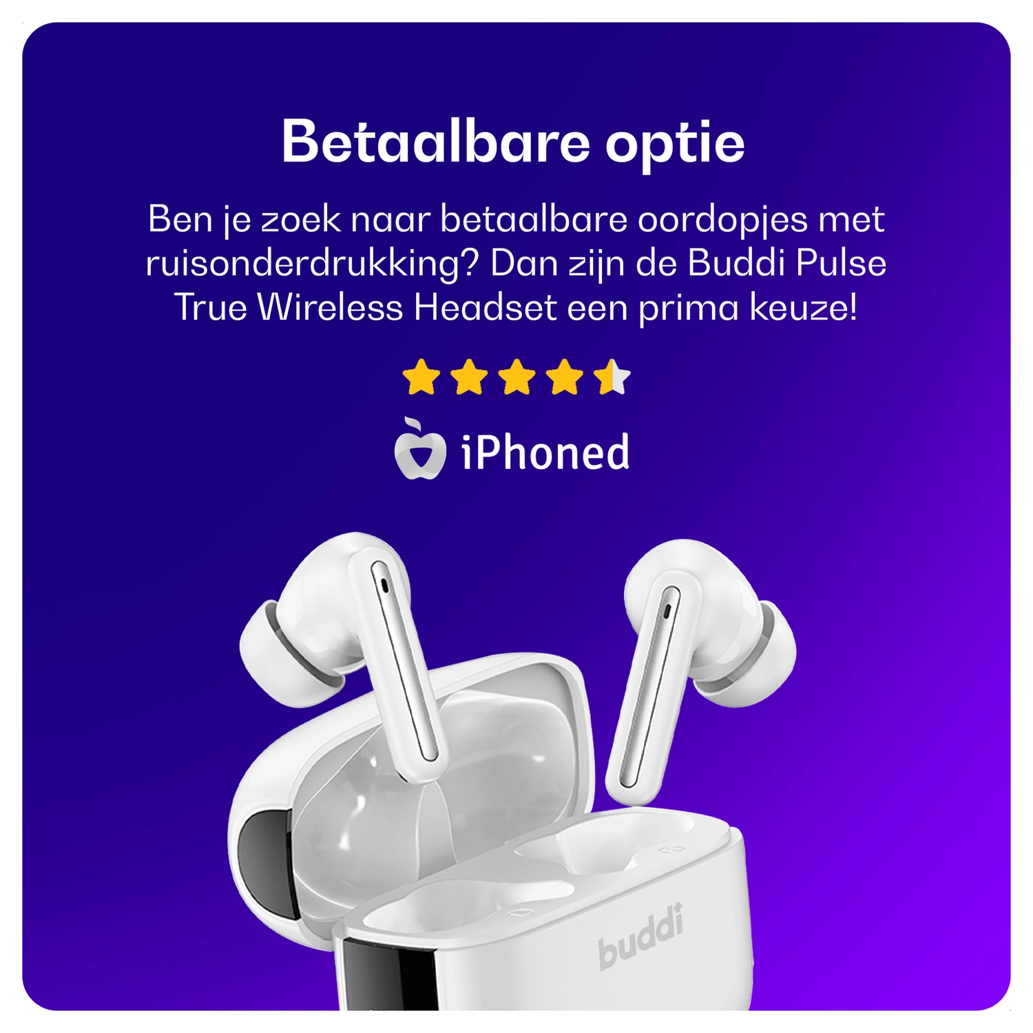 Duo Pack Buddi Pulse Draadloze Oordopjes Noise Cancelling ANC + ENC Zwart afbeelding 12