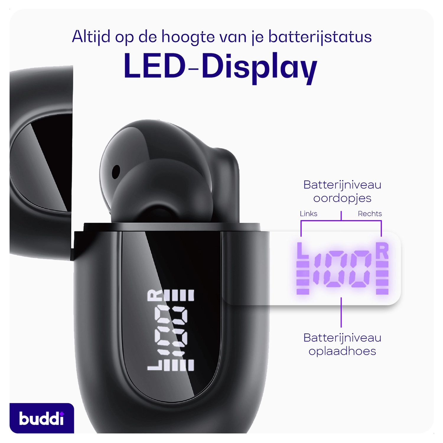 Duo Pack Buddi Pulse Draadloze Oordopjes Noise Cancelling ANC + ENC Zwart afbeelding 6