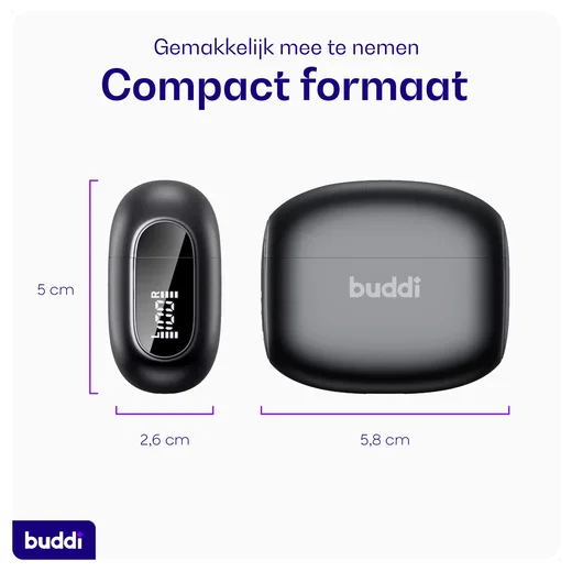 Duo Pack Buddi Pulse Draadloze Oordopjes Noise Cancelling ANC + ENC Zwart afbeelding 10