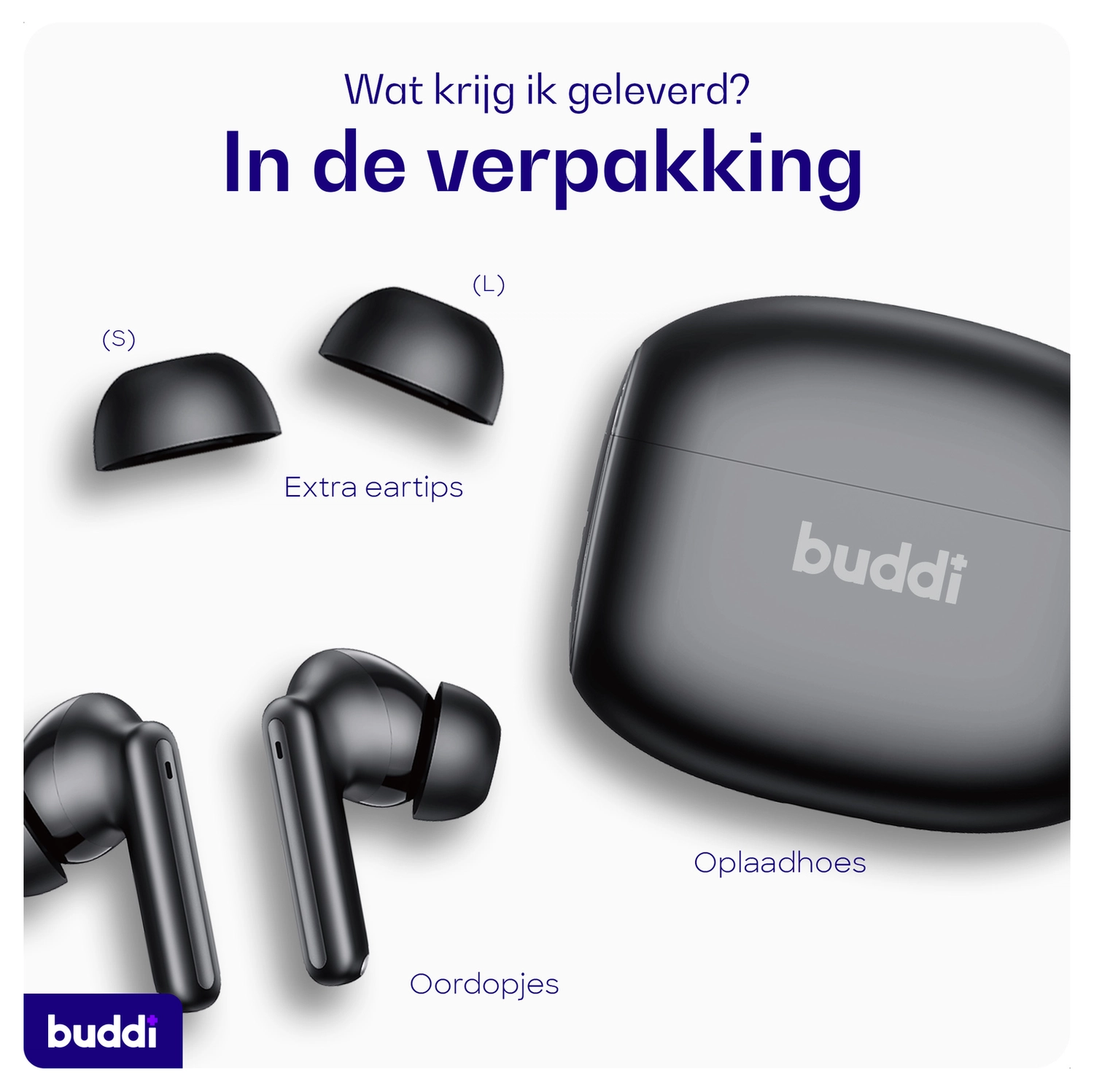 Duo Pack Buddi Pulse Draadloze Oordopjes Noise Cancelling ANC + ENC Zwart afbeelding 11