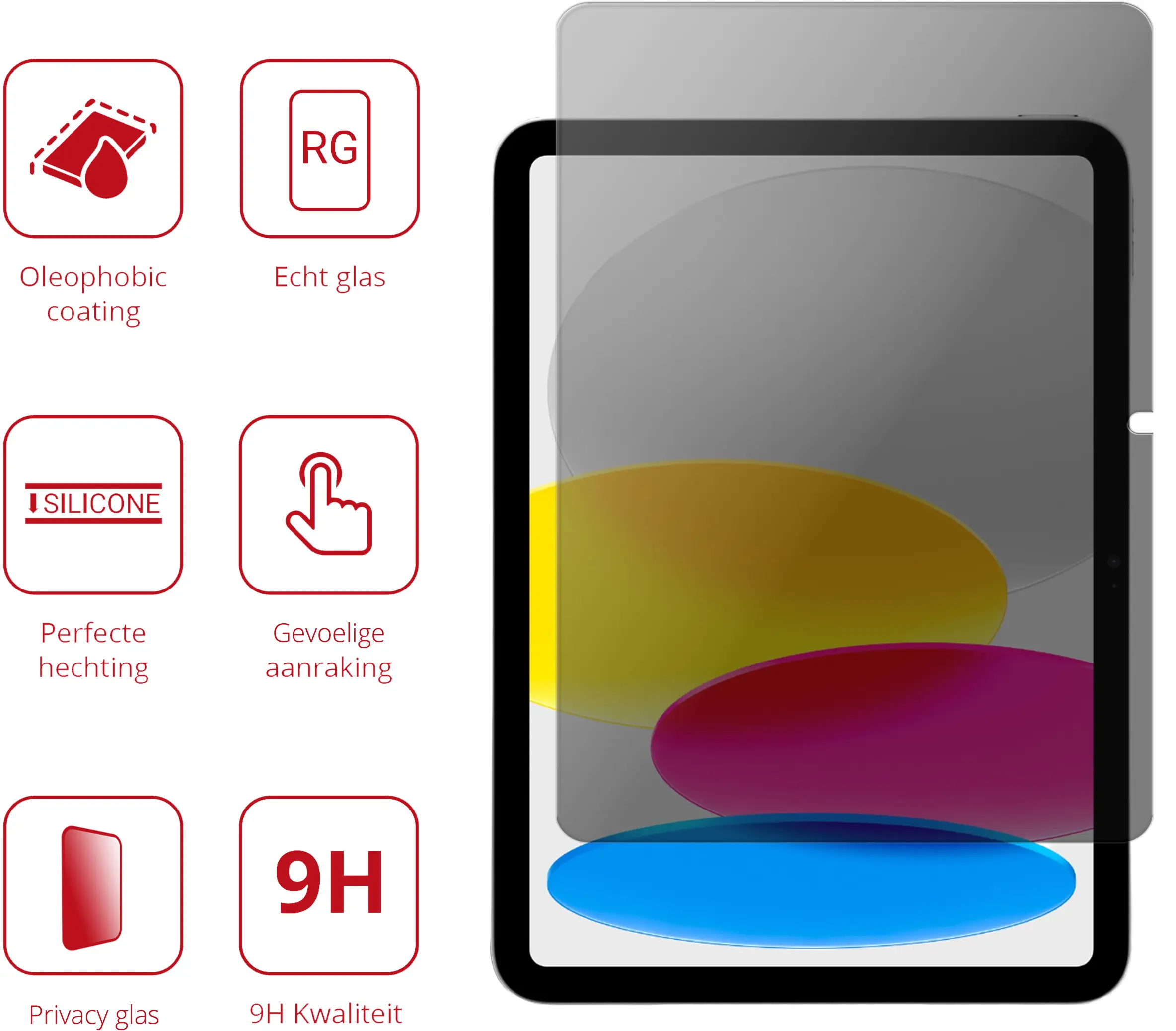 Rosso Apple iPad 11 (2025) 9H Tempered Glass Screen Protector Privacy afbeelding 2