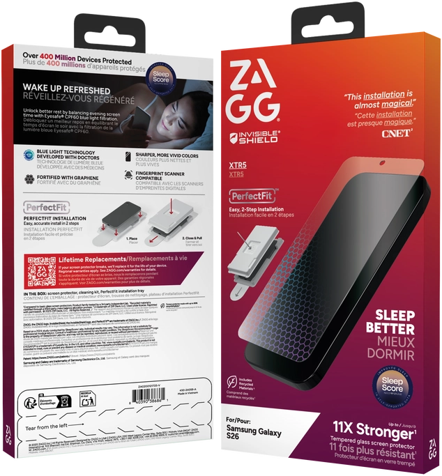 ZAGG InvisibleShield XTR5 Samsung Galaxy S26 Screen Protector Anti-Blue Light afbeelding 1