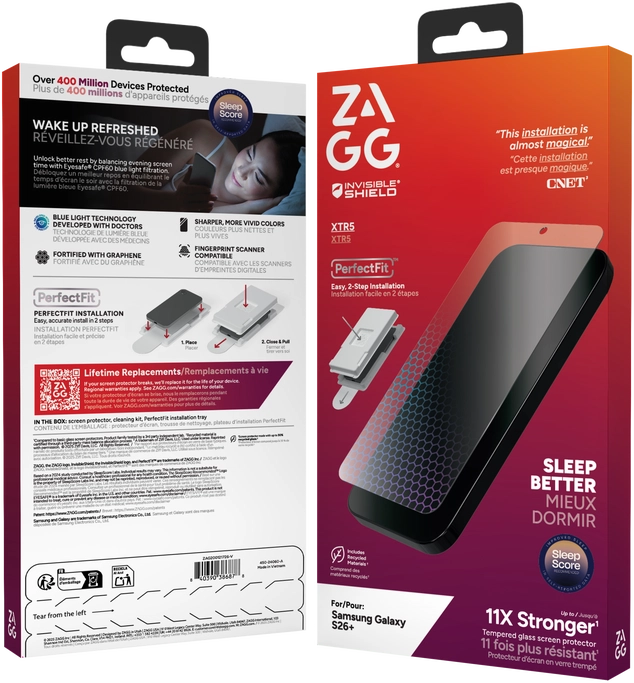 ZAGG InvisibleShield XTR5 Samsung S26 Plus Screen Protector Anti-Blue Light afbeelding 1