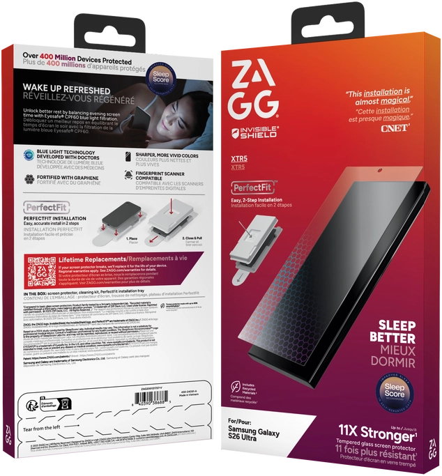 ZAGG InvisibleShield XTR5 Samsung S26 Ultra Screen Protector Anti-Blue Light afbeelding 1