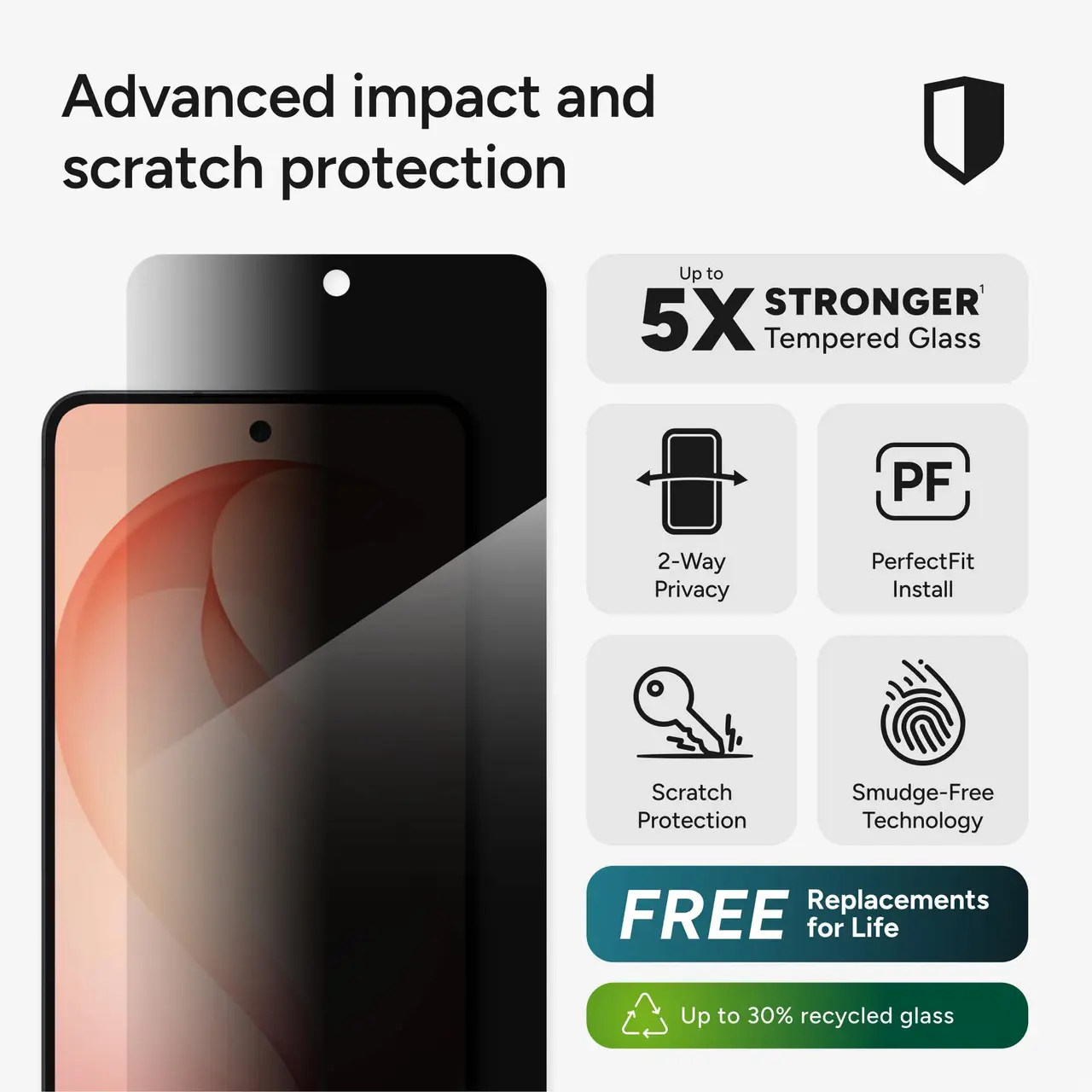 ZAGG InvisibleShield Glass Elite Privacy Samsung S26 Plus Screen Protector afbeelding 4