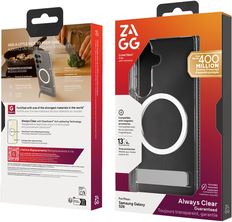ZAGG Crystal Palace Snap Kickstand Samsung Galaxy S26 Hoesje MagSafe Clear afbeelding 14