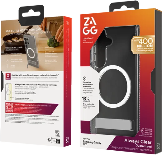 ZAGG Crystal Palace Snap Kickstand Samsung Galaxy S26 Hoesje MagSafe Clear afbeelding 14