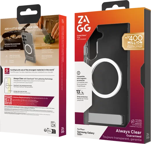 ZAGG Crystal Palace Snap Kickstand Samsung Galaxy S26 Plus Hoesje MagSafe Clear afbeelding 14